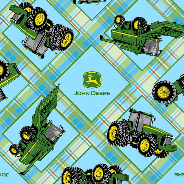 John Deere Tractor Plaid Fabric by the yard