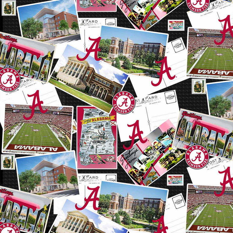 NCAA-Alabama Crimson Tide Scenic Postcard Cotton Fabric by the yard