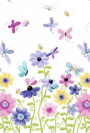Flutter Border Butterflies Floral Butterfly Fabric by the yard