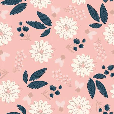Blush by Jen Allyson Floral Daisy Fabric by the yard