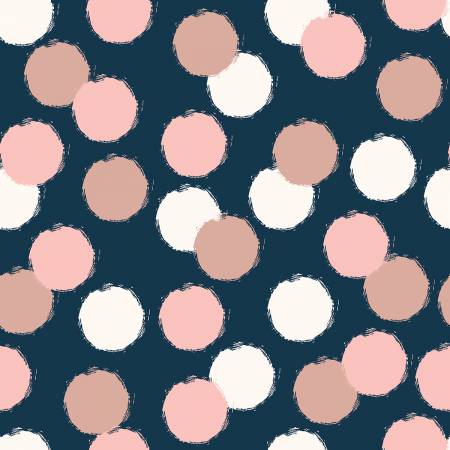 Blush by Jen Allyson Navy Blush Dots Fabric by the yard