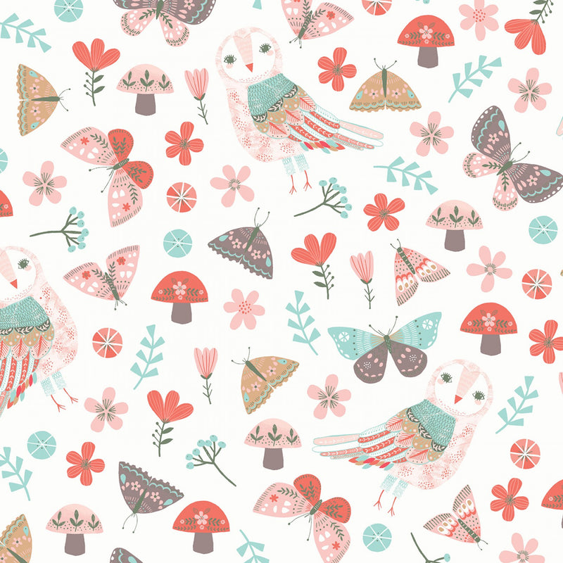 Forest Owl Butterflies Floral Butterfly Fabric by the yard