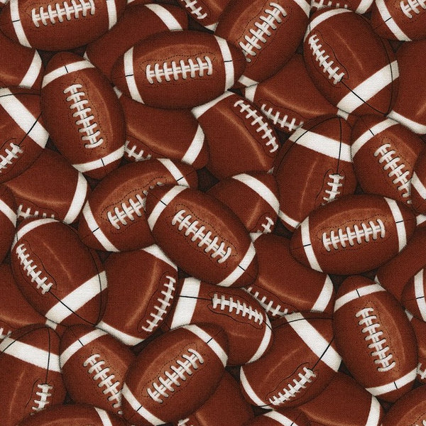 Brown Footballs Football Sports Fabric by the yard