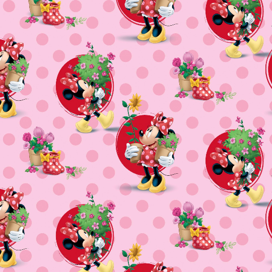 Disney Minnie Mouse Smell the Flowers Fabric by the yard
