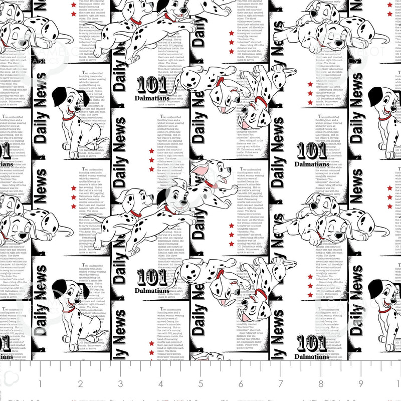 Disney 101 Dalmatians Family Daily News Fabric by the yard
